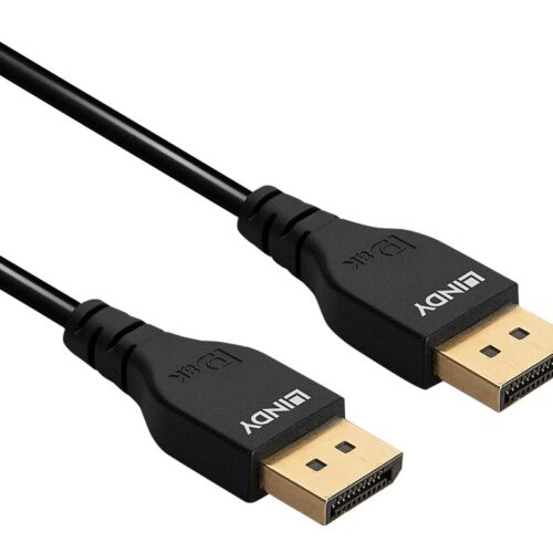 LINDY 1m DisplayPort 1.4 Cable Slim DP male to DP male connector