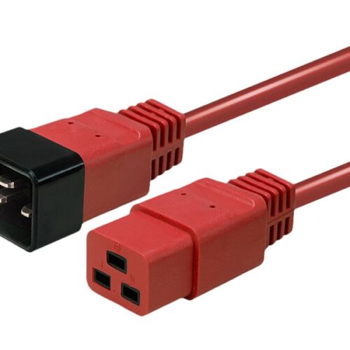 LINDY 1m IEC C19 to C20 Extension Cable Red