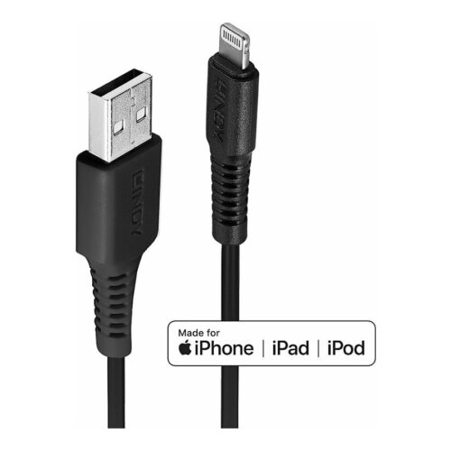 LINDY 1m USB to Lightning Cable black Charge and sync Cable for iPhone iPad & iPod