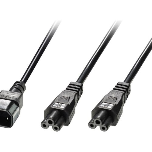 LINDY 2.5m IEC C14 to 2xIEC C5 Splitter Extension Cable