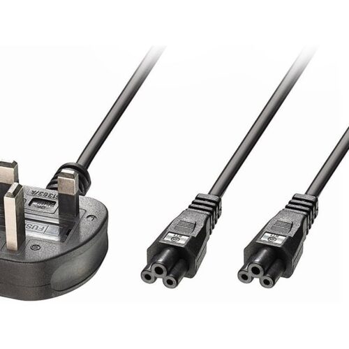 LINDY 2.5m UK 3 Pin to 2x C5 Y Cable