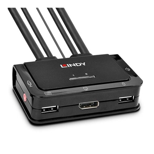 LINDY 2 Port DisplayPort 1.2 USB 2.0 Cable KVM Switch with Audio