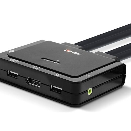 LINDY 2 Port DisplayPort 1.2 USB Type C USB 2.0 & Audio Cable KVM Switch