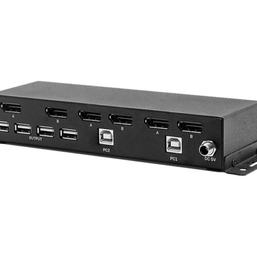 LINDY 2 Port Dual Head DisplayPort 1.2 KVM Switch 4x USB2.0 2x DP 1.2 Output