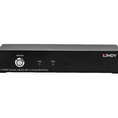 LINDY 2 Port Dual Head DisplayPort 1.2 KVM Switch 4x USB2.0 2x DP 1.2 Output