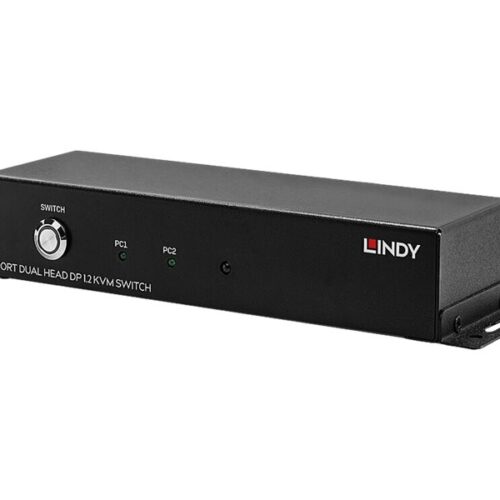 LINDY 2 Port Dual Head DisplayPort 1.2 KVM Switch 4x USB2.0 2x DP 1.2 Output