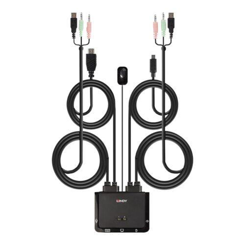 LINDY 2 Port HDMI 18G USB Type C USB 2.0 & Audio Cable KVM Switch