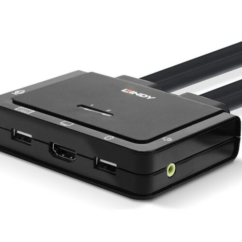 LINDY 2 Port HDMI 18G USB Type C USB 2.0 & Audio Cable KVM Switch