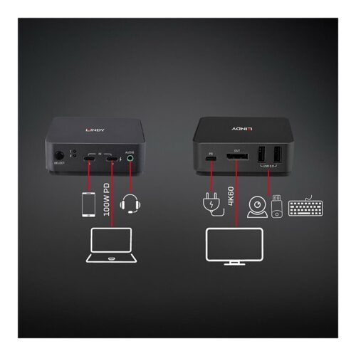LINDY 2 Port Type C DisplayPort 1.2 KVM Switch