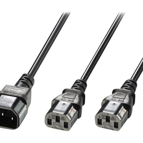 LINDY 2m IEC C14 to 2x IEC C13 Y Extension Cable
