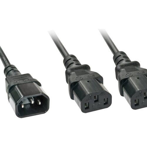 LINDY 2m IEC C14 to 2x IEC C13 Y Extension Cable