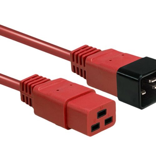 LINDY 2m IEC C19 to C20 Extension Cable Red