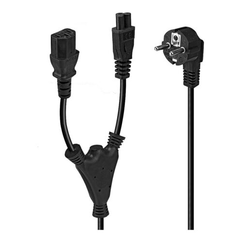 LINDY 2m Schuko to 1x IEC C13 and 1x IEC C5 Y-Power Cable