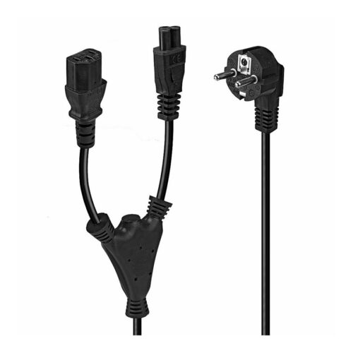 LINDY 2m Schuko to 1x IEC C13 and 1x IEC C5 Y-Power Cable