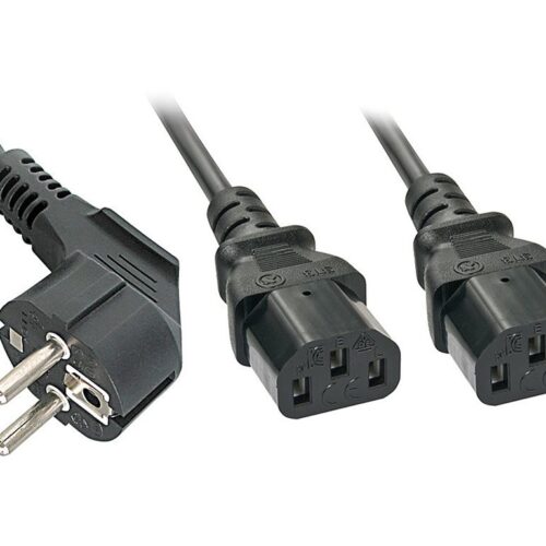 LINDY 2m Schuko to 2x IEC C13 Y-Cable