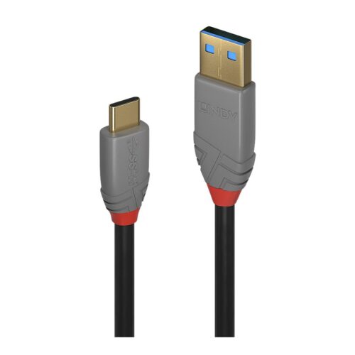 LINDY 2m USB 3.2 Type A to C Cable 5A PD Anthra Line