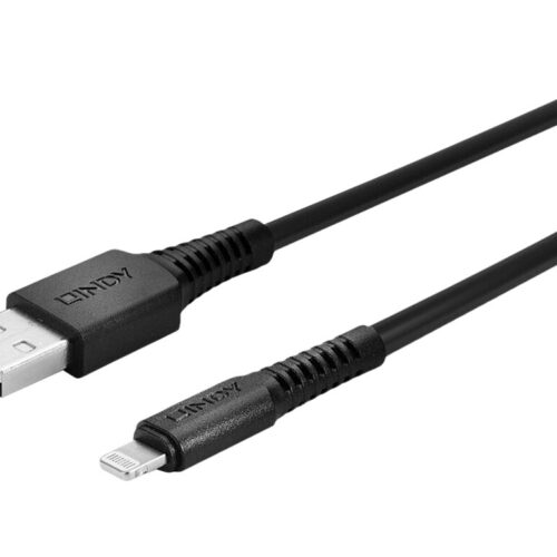 LINDY 2m USB to Lightning Cable black Charge and sync Cable for iPhone iPad & iPod