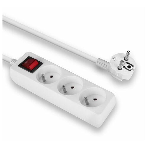 LINDY 3 way Mains Gang Socket with switch FR France