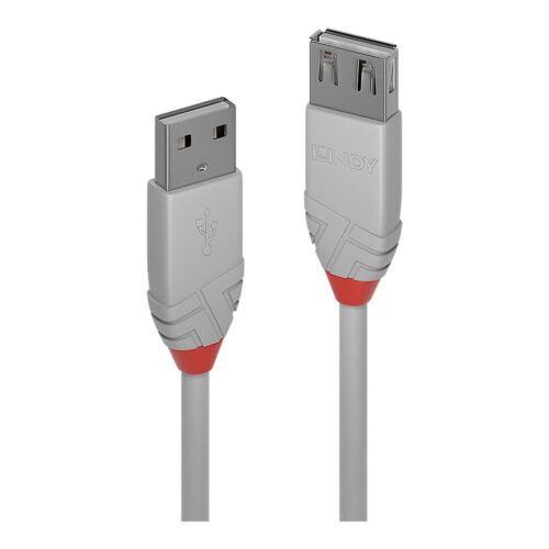 LINDY 3m USB 2.0 Type A Extension Cable Anthra Line USB Type A Male to Female cool grey