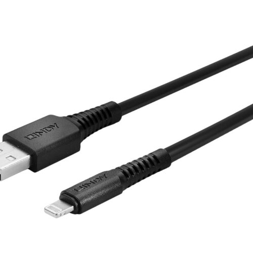 LINDY 3m USB to Lightning Cable black Charge and sync Cable for iPhone iPad & iPod