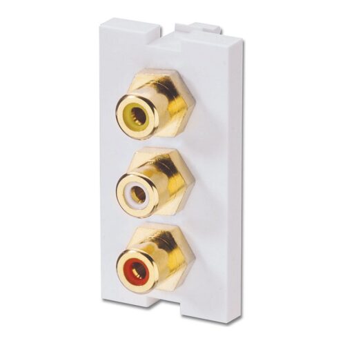 LINDY 3xRCA F/F AV Module Premium SnapIn modue for wall boxes