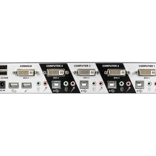 LINDY 4 Port DVI-I Single Link USB 2.0 and Audio KVM Switch Pro
