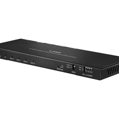 LINDY 4 Port HDMI 2.0 4K60 Splitter – 18GBit/s HDMI 2.0 with Audio
