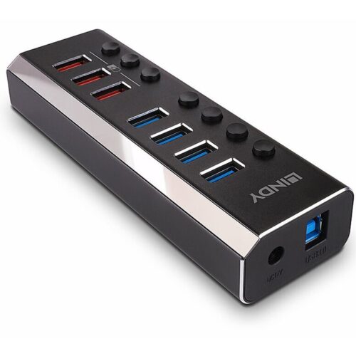 LINDY 4 Port USB 3.0 Hub with 3 Quick Charge 3.0 Ports