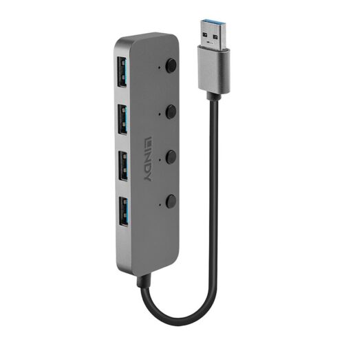 LINDY 4 port USB 3.0 hub with on/off switch