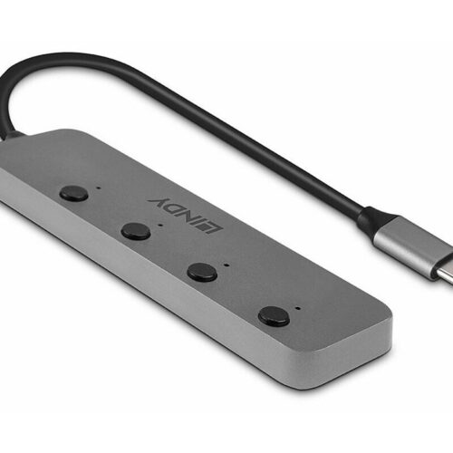 LINDY 4 Port USB 3.2 Type C Hub with On/Off Switches
