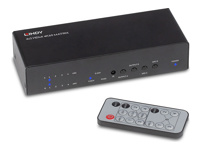 LINDY 4×2 HDMI 2.0 4K 18G Matrix Switch with Audio Extractor Optical Out or 3.5mm Jack 4K 3840x2160at60Hz 8bit