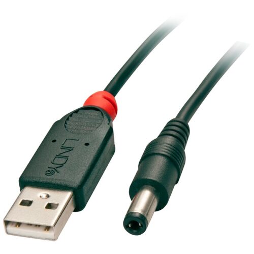 LINDY Adptor Cable USB A male DC 5.5/2.5mm male 1.5m