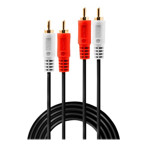 LINDY Audio Cable 2xPhono Stereo 2xRCA Jack Male to Male Gold Plated 1m