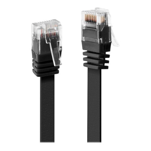 LINDY Cat.6 Flat Ribbon Patch Cable Black 2m Without Shielding