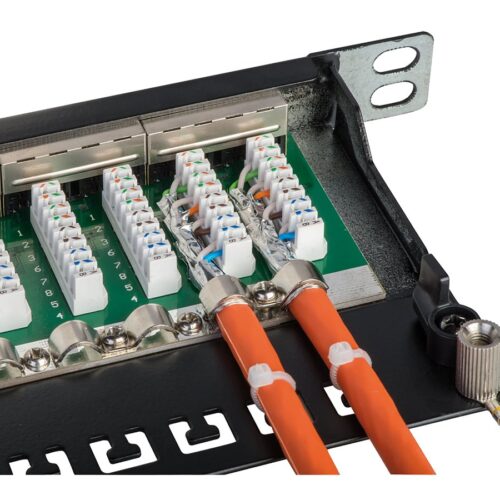 LINDY Cat.6A Patch Panel 24p STP 1/2 U Black 24 Ports in 0.5 height unit 10GbE