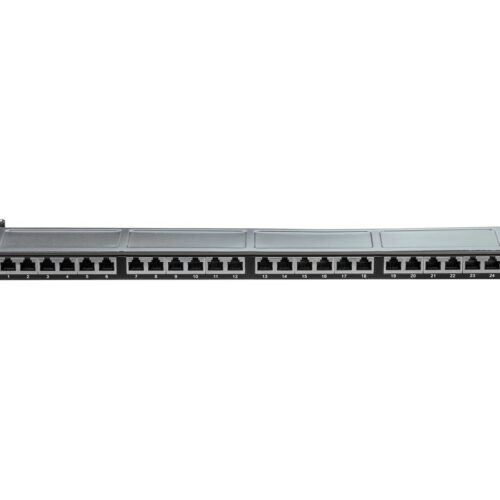 LINDY Cat.6A Patch Panel 24p STP 1/2 U Black 24 Ports in 0.5 height unit 10GbE