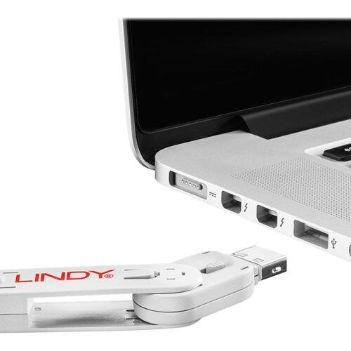 LINDY Clé USB et 4 bloqueurs de ports USB Blanc