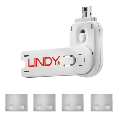 LINDY Clé USB et 4 bloqueurs de ports USB Blanc