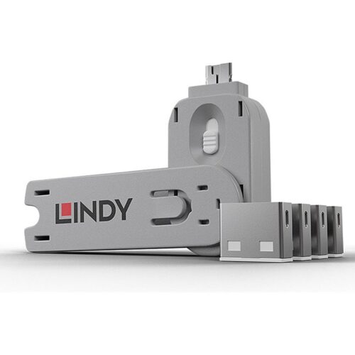 LINDY Clé USB et 4 bloqueurs de ports USB Blanc