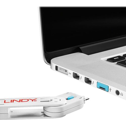 LINDY Clé USB et 4 bloqueurs de ports USB Bleu