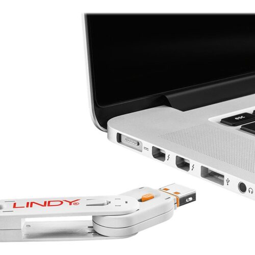 LINDY Clé USB et 4 bloqueurs de ports USB Orange
