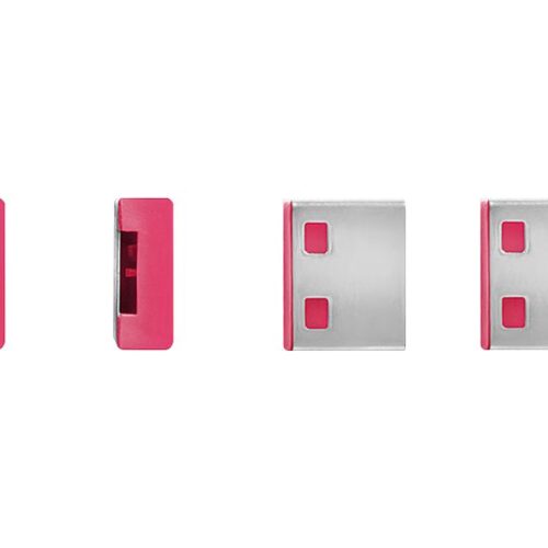 LINDY Clé USB et 4 bloqueurs de ports USB Rose