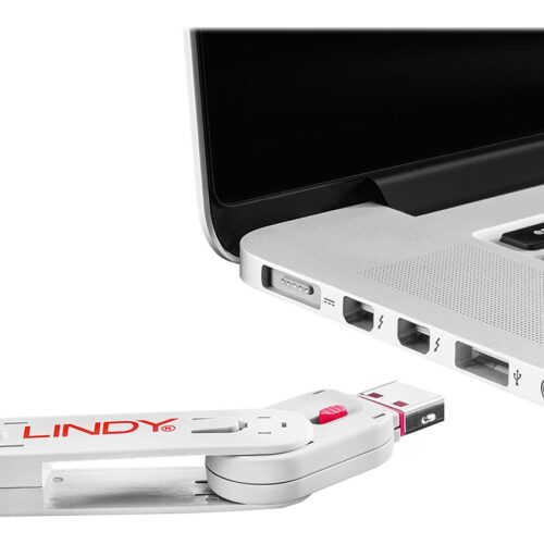 LINDY Clé USB et 4 bloqueurs de ports USB Rose