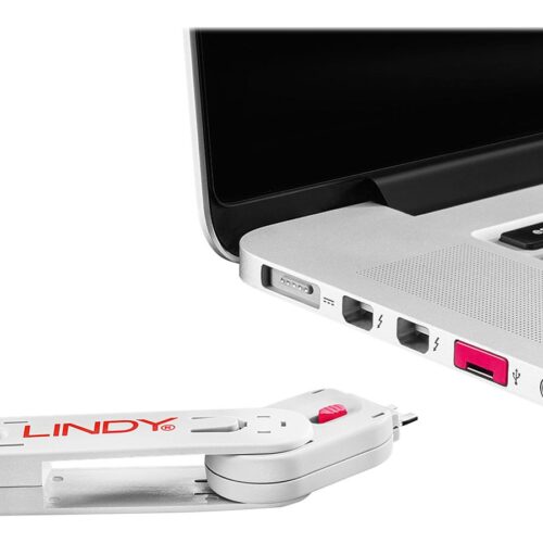 LINDY Clé USB et 4 bloqueurs de ports USB Rose
