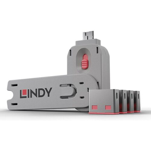 LINDY Clé USB et 4 bloqueurs de ports USB Rose