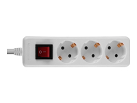 LINDY Mains 3 way gang socket with on/off switch