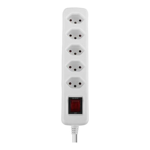 LINDY Mains 5 way gang socket Swiss with on/off Switch 2300W with overvoltage protection