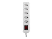 LINDY Mains 5 way gang socket Swiss with on/off Switch 2300W with overvoltage protection