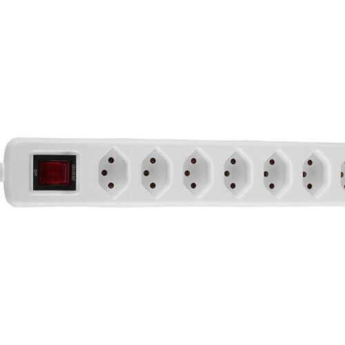 LINDY Mains 7 way gang socket Swiss with on/off Switch 2300W with overvoltage protection