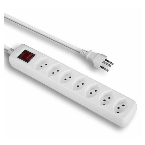 LINDY Mains 7 way gang socket Swiss with on/off Switch 2300W with overvoltage protection